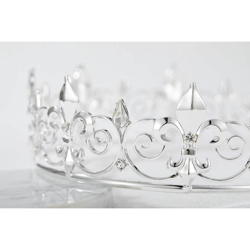 2024 Royal King Crown for Men - Metal Prince Crowns and Tiaras, Full Round Birthday Party Hats