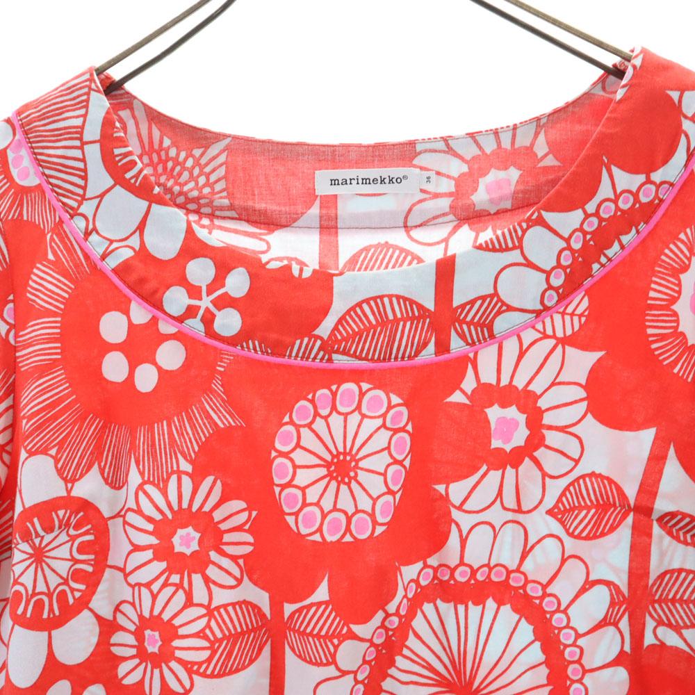 Marimekko Общее ручка Короткий рукав Крой 36 Красная серия Женщины Б/У