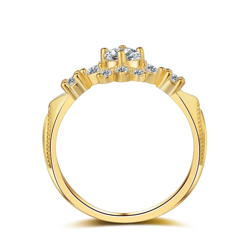 Женское милое модное позолоченное элегантное кольцо со стразами и кристаллами для свадьбы