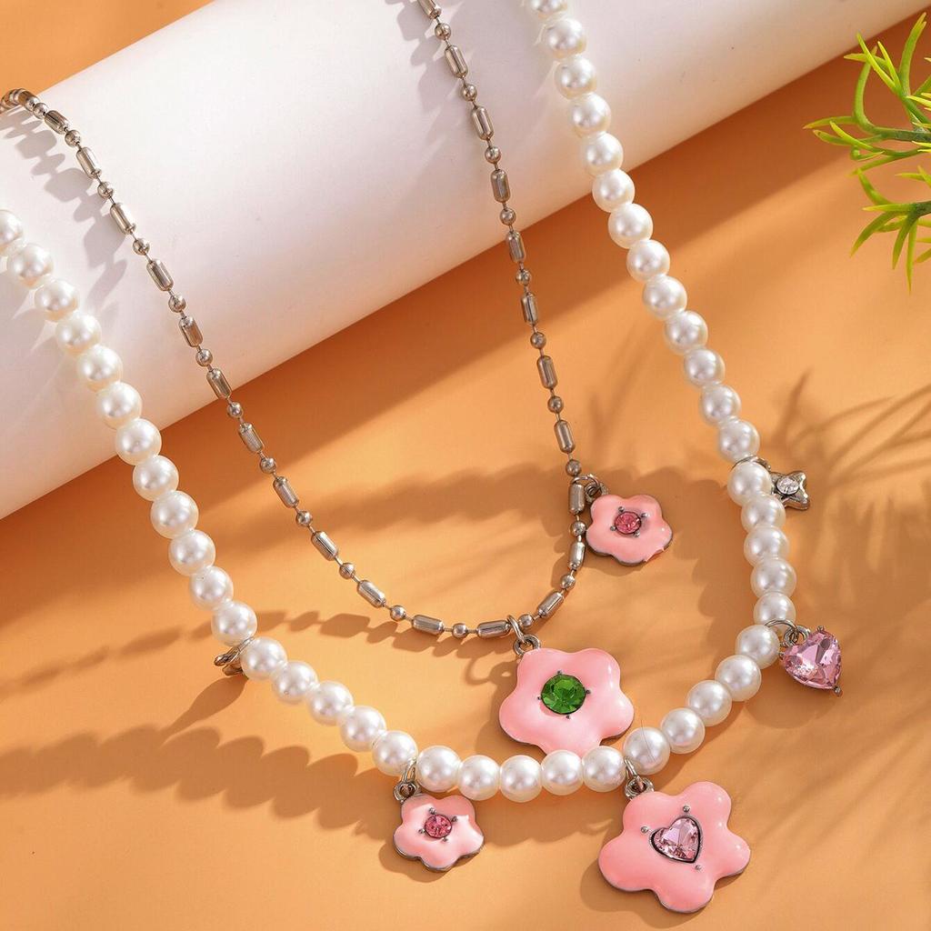 Модное многослойное ожерелье из инкрустированного кирпича с цветочным узором, персонализированное ожерелье из искусственного жемчуга, подарок на свадьбу для дам