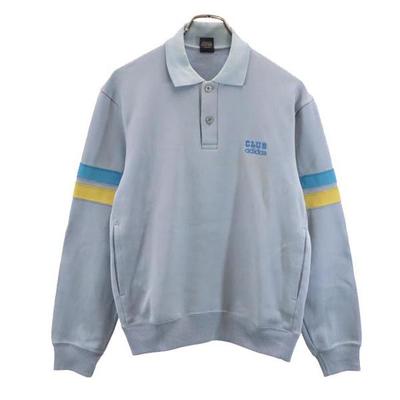 Adidas 70-е 80-е Винтажная рубашка-поло с длинным рукавом Descente L Синяя Мужская Б/У