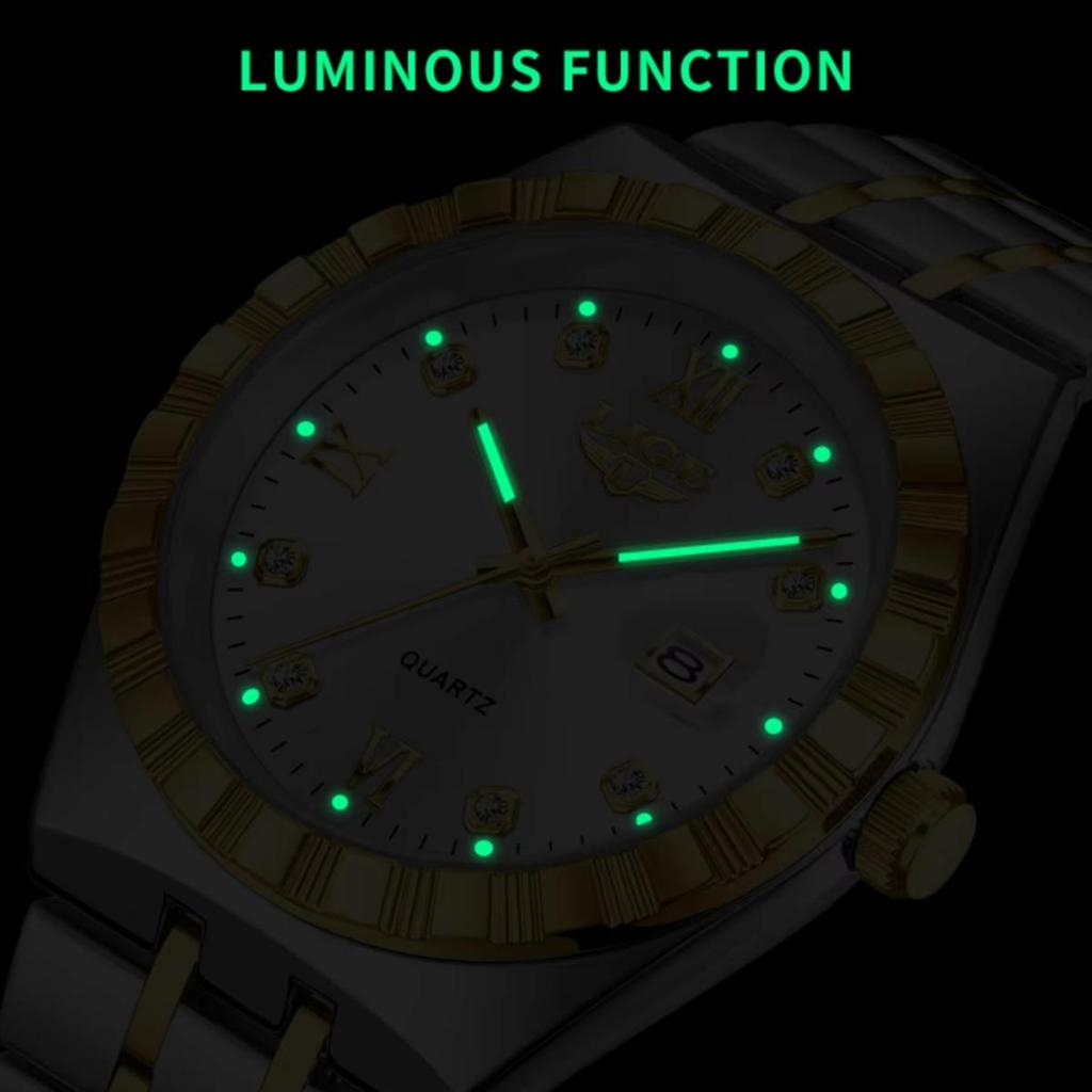 Мужские Модные Деловые Часы Мужские Спортивные Черные из Нержавеющей Стали Роскошные Светящиеся Водонепроницаемые Мужские Кварцевые Часы