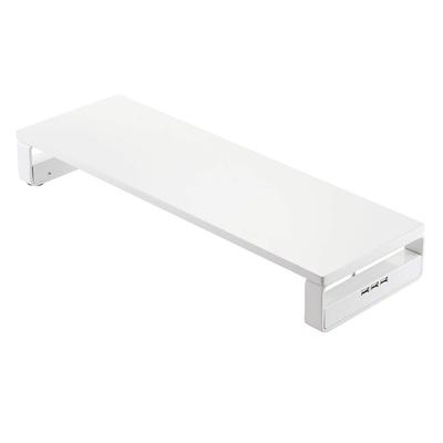 Sanwa Direct Подставка для монитора с 3-портовым USB-хабом и 2 сетевыми фильтрами, 60 см шириной x 20 см глубиной, белая, 100-MR039W