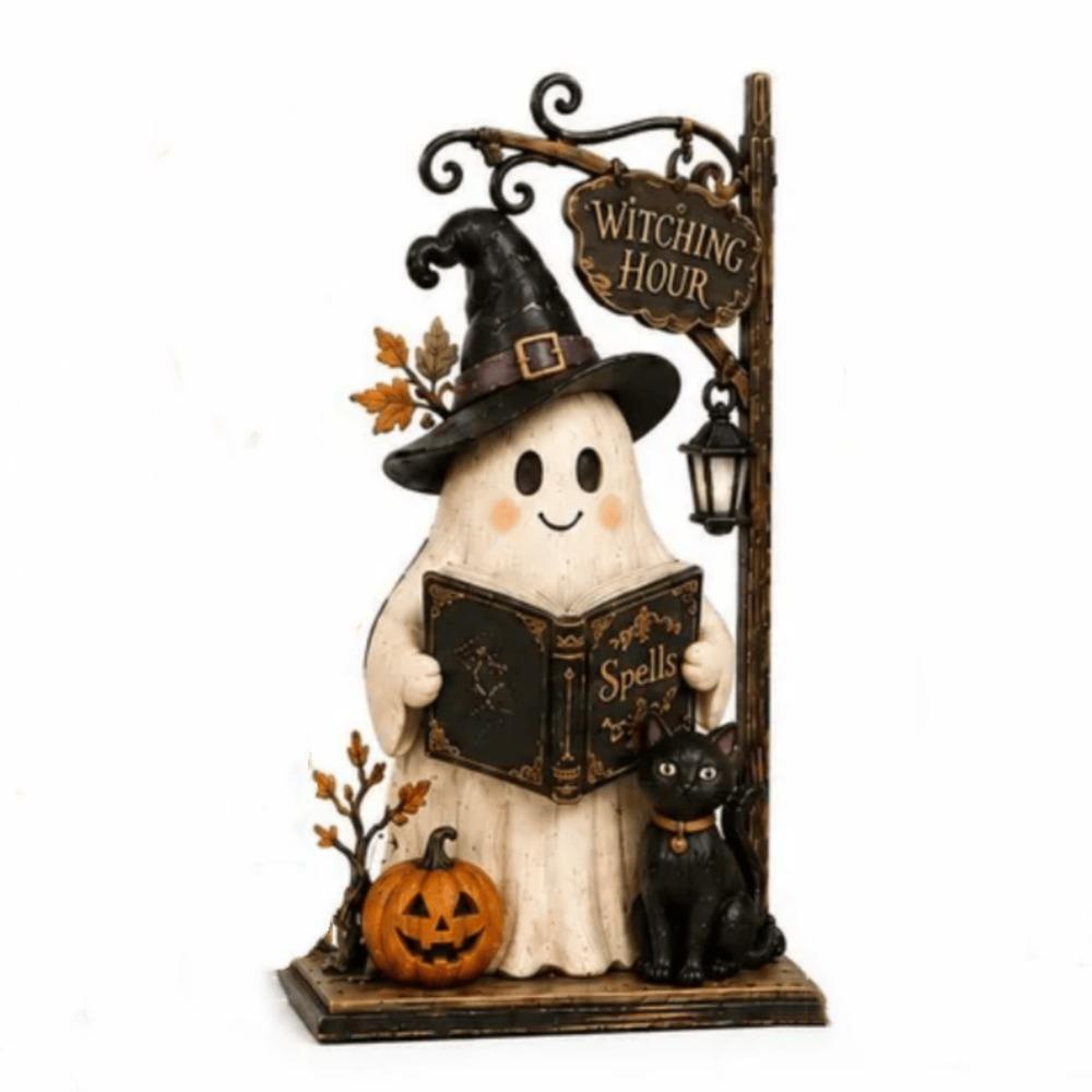 Vintage Halloween Pumpkin Ghost Figurine 2D Flat Halloween Wooden Sign Home Decor