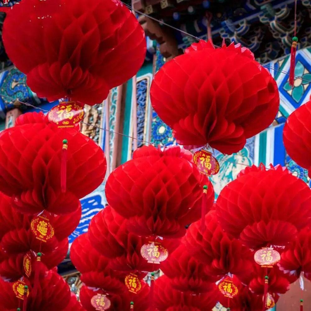 10 шт. Китайский традиционный бумажный сотовый фонарь пластиковая подвесная гирлянда для магазинов, ресторанов, вечеринок