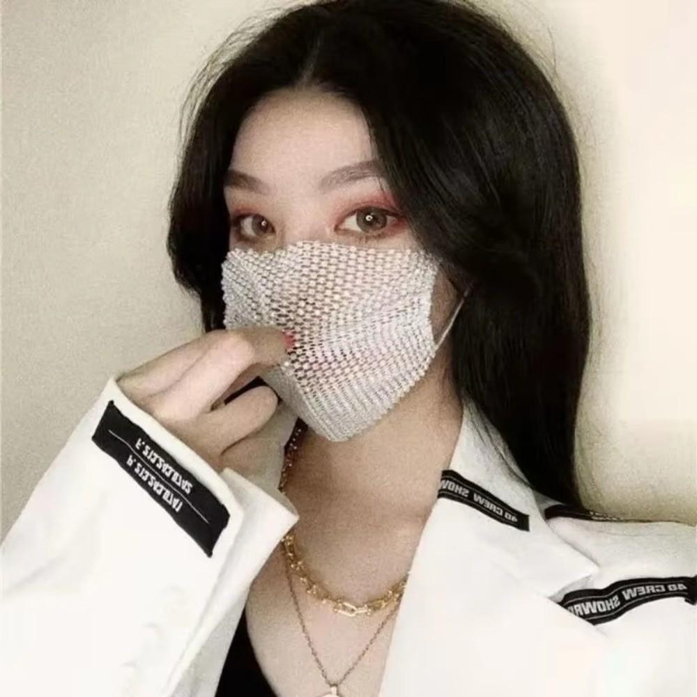 Sparkling Rhinestone Face Mask Breathable Nightclub Music Festival Party Costume Cosplay