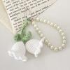 Great Gifts Imitation Pearl Crochet Flower Keychain Bag Pendant Car Accessories Car Key Holder