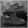 New 2024 Autumn Men Platform Shoes Rhinestones Thick-soled Black Silver Shoes Shining Crystal Sneakers Trend Casual Sneakers