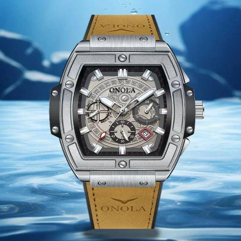 Новые часы для мужчин, модные деловые наручные часы, автоматические, повседневные, роскошные, водонепроницаемые, с кожаным ремешком, механические часы