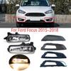 Foglight Foglamp For Ford Focus MK3 2015 2016 2017 2018 Front Bumper Fog Light DRL Daytime Driving Lamp Cover Frame Hood