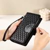 For iPhone 16 Pro Case Zipper Wallet PU Leather Rhombus Grid Phone Cover
