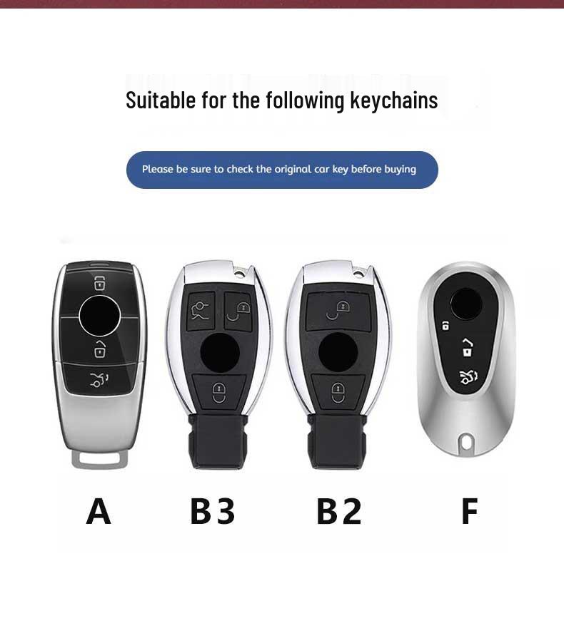 Кожаный чехол для ключей для Mercedes E300L, C260L, GLC, A-Class, GLB, GLA, CLE – Унисекс брелок