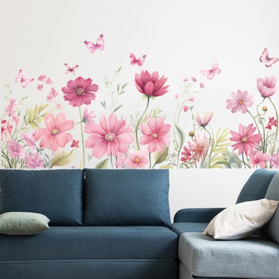 Наклейка на стену романтический цветочный узор бабочки самоклеящаяся отличная липкость противоскользящая влагостойкая наклейка для украшения стены спальни гостиной