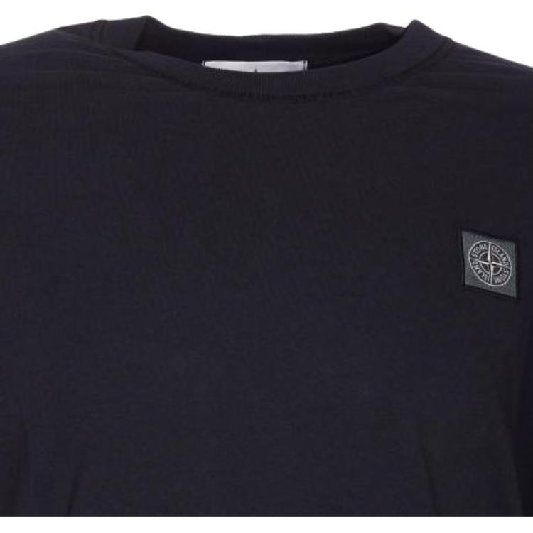 STONE ISLAND Мужская футболка с круглым вырезом и короткими рукавами с логотипом, топ, темно-синий, 801523757-A0020