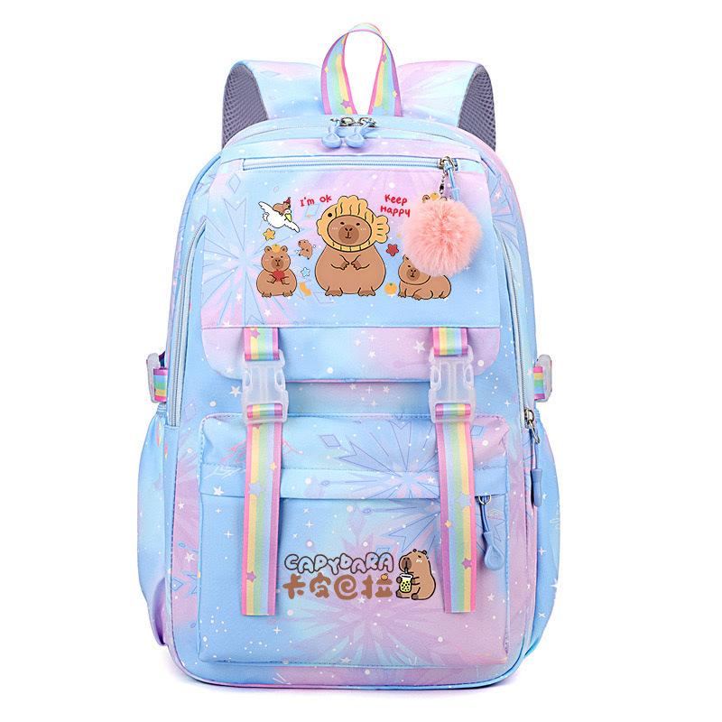 Популярный 2025 Капибара Capybara многоцветный красивый, грязеотталкивающий и прочный, милый школьный рюкзак для детей младшего школьного возраста