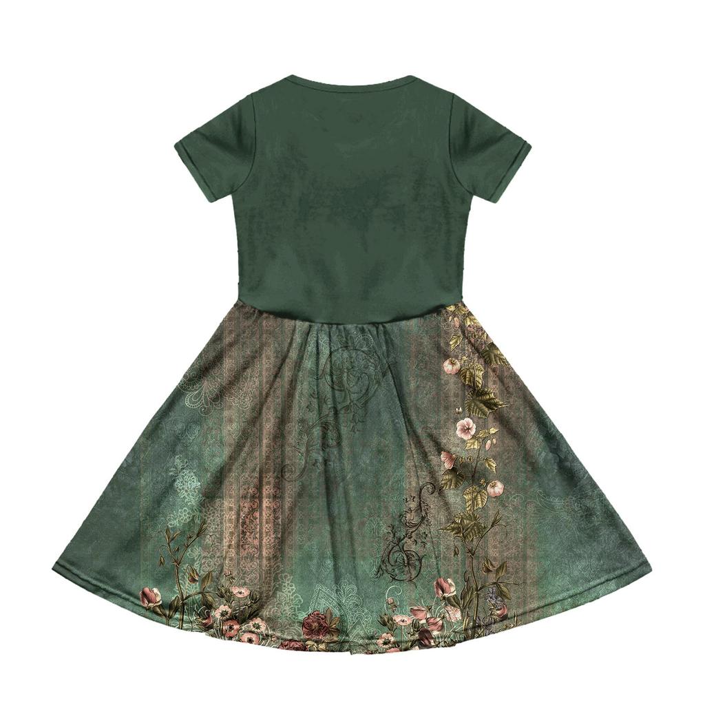 Летнее платье для девочек, однотонное платье без рукавов с принтом и карманом, повседневное платье, вечернее платье с короткими рукавами