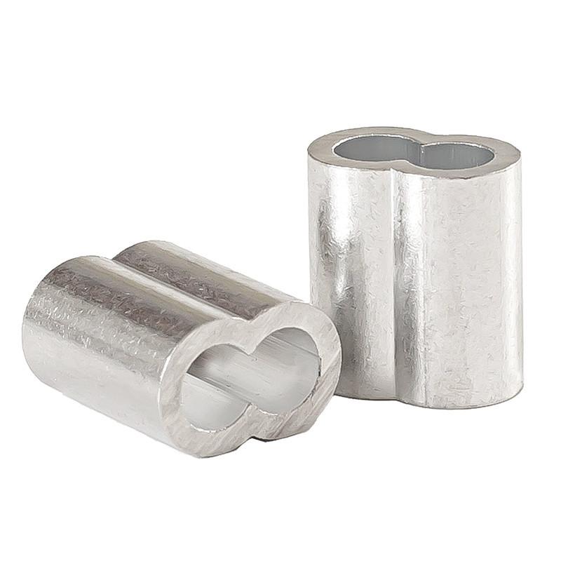 Wire Rope Ferrule M1 M1.2 M1.5 M2 M2.5 M3-M12 Aluminum Ferrules Clamps 8-Shape Double Hole Aluminum Casing Wire Rope Oval Clip