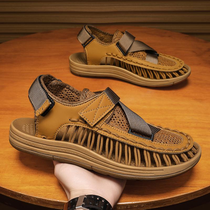 Мужские летние сандалии Пляжная обувь на мягкой подошве Мужские плетеные повседневные тапочки 39-47