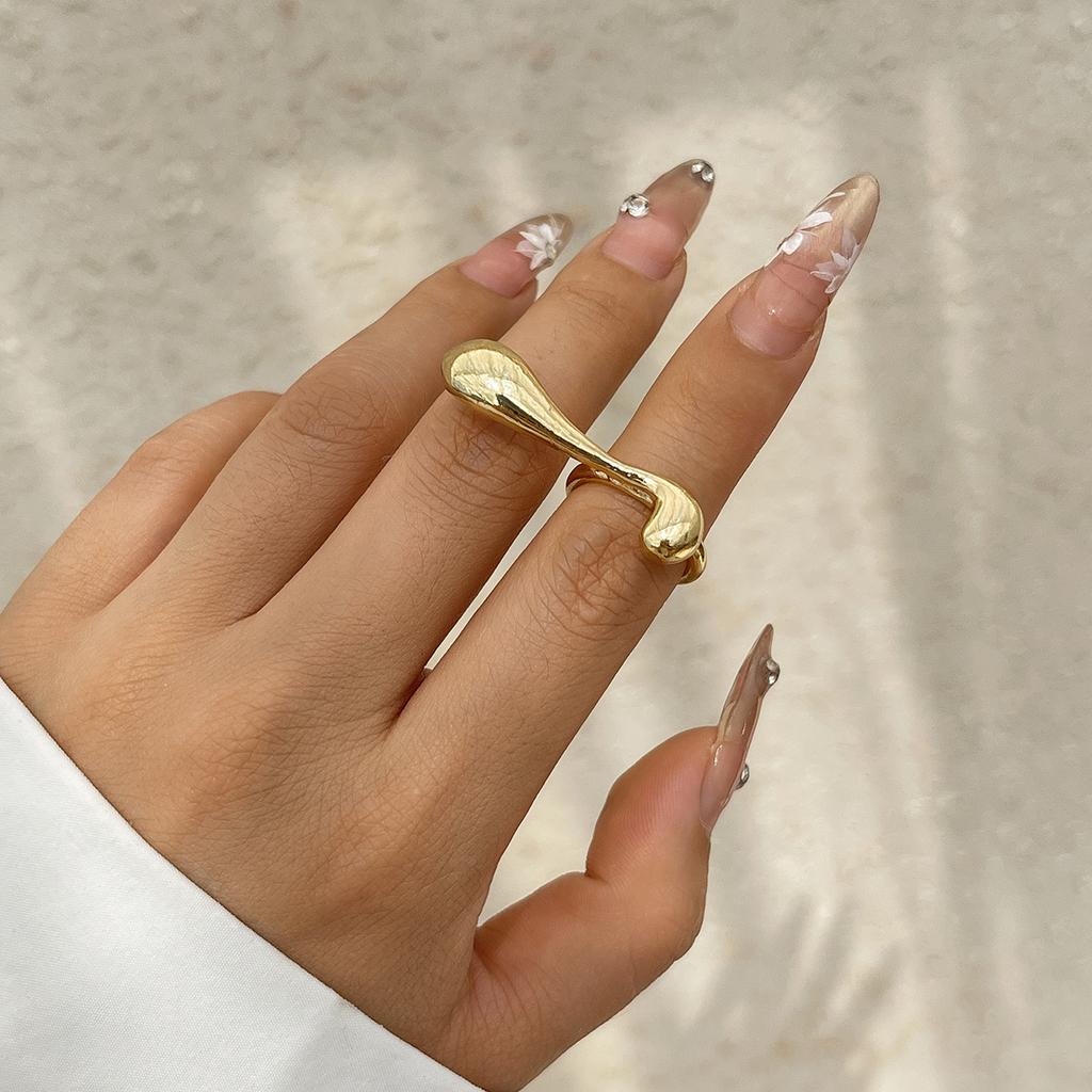 Personalized Irregular Water Drop Open Ring for Women Fashion Punk Geometry Gold Color Finger Ring 2026 Trend Girl Party Jewelry