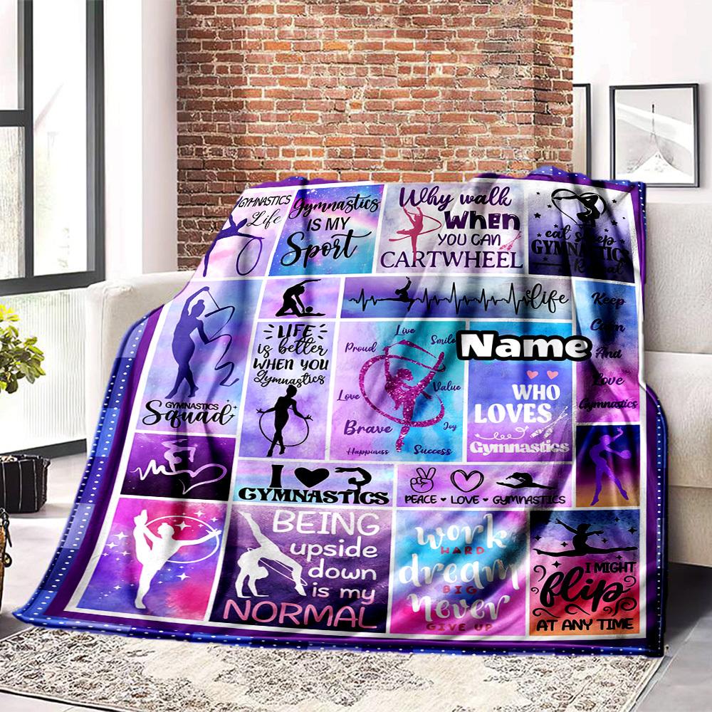 Gymnastics Life Home Customize Your Name Blankets Comfortable Soft Lightweight Allseason Multipurpose Blanket For Picnics Sofas Offices Beds Living