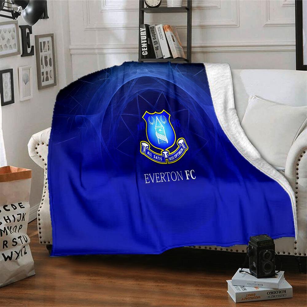 Everton Football Club Crest Flannel Blanket, Soft Polyester, Modern Design, All-Season for Camping, Travel, Gifts for holidays or birthdays