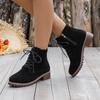 Элегантные минималистичные женские ботинки осень зима новые с круглым носком на шнуровке женская обувь модные универсальные теплые женские ботинки