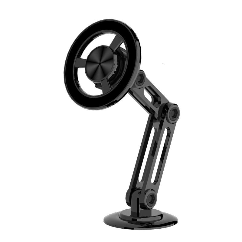 Magnetic Car Phone Holder Dashboard With Adjustable Arm Strong Magnet 2 Metal Rings Adhesive Pads