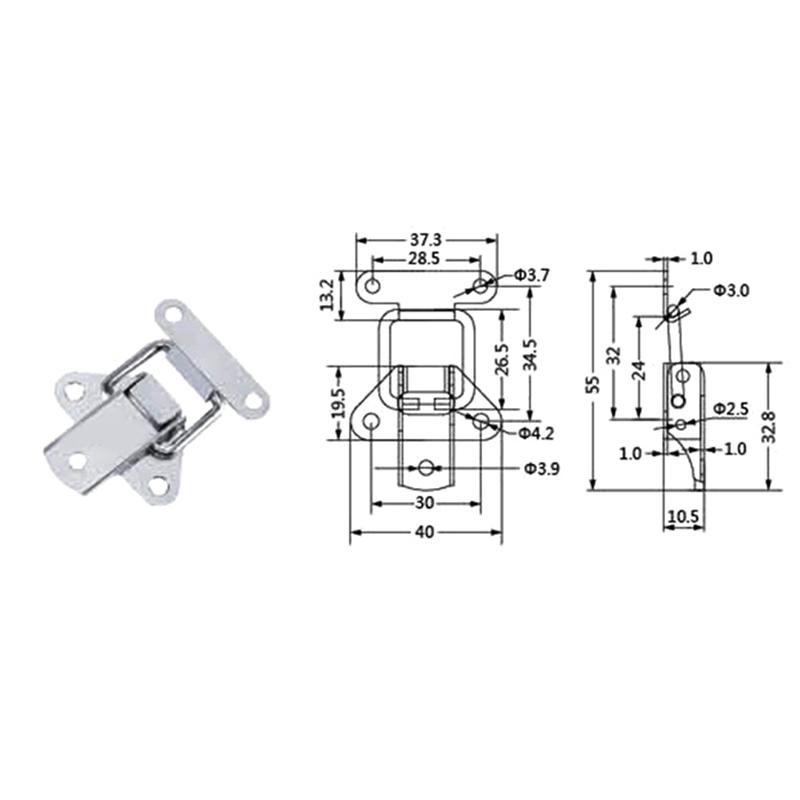 Stainless Steel 304 Toolbox Locking Hasps Metal Toggle Catch Clasp Loaded Hinges