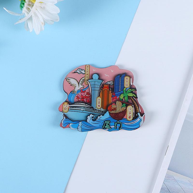 Национальный город Живописный Мультяшный Деревянный Эпоксидный Магнит на Холодильник