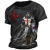 Retro Knights Templar Print Men's T-shirts Summer Loose Polyester Short Sleeve Male Tops Crusader Soldier Clothing Apparel