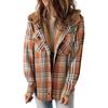 Women's Winter Casual Plaid Hooded Tweed Coat Thickened Padded Warm Jacket Lamb Wool Lining