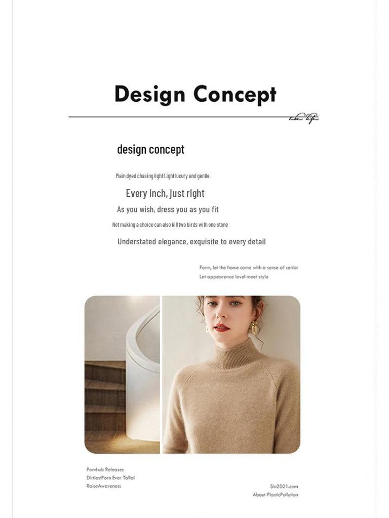 Женский свитер из мягкого кашемира - Плотный, с полувысоким воротником, свободного кроя, однотонный, в повседневном стиле для осени и зимы