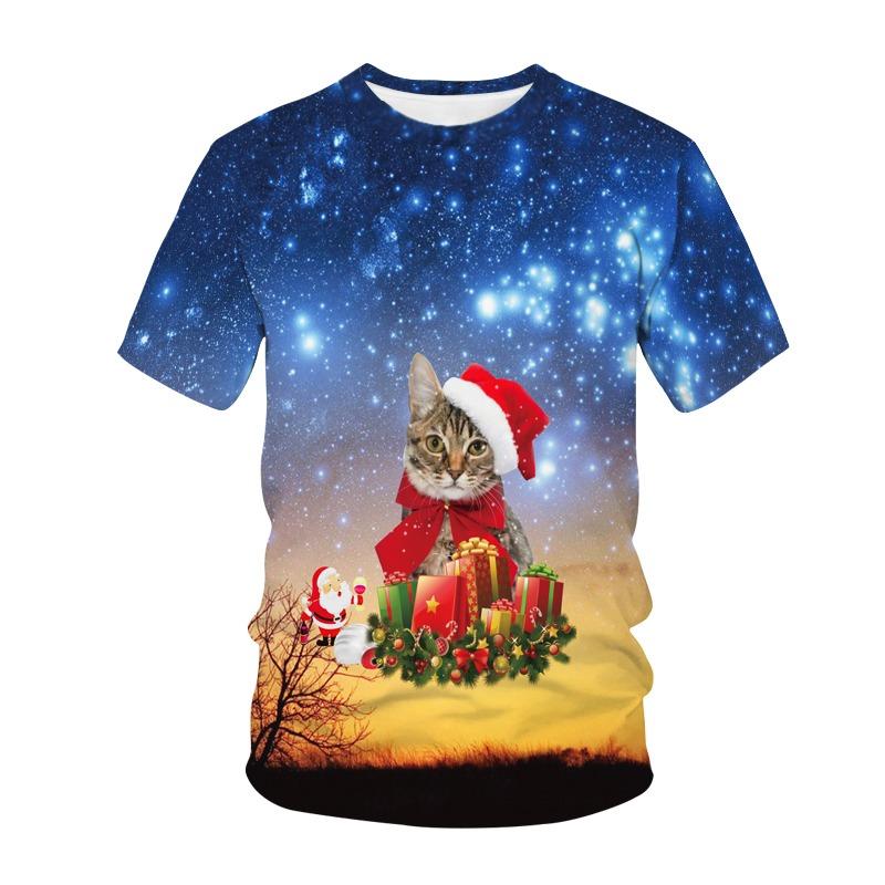 3D Print Hip Hop Santa Claus T-Shirt Men's And Women's Christmas Carnival Trend Happy New Year round Neck Short Sleeve Top