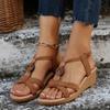 Женские летние сандалии, новые сандалии с открытым носком и бусинами, женские сандалии в богемном стиле на танкетке, пляжные сандалии