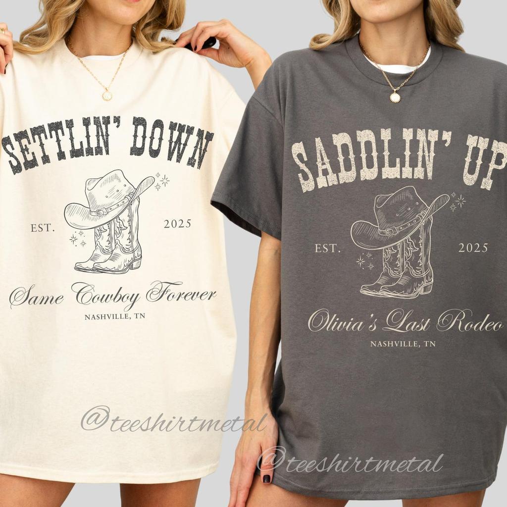 Custom Last Rodeo Bachelorette Shirts Same Cowboy Forever Last Hoedown Country Bach Nashville Bachelorette Party Cowgirl Bridal Party Shirts