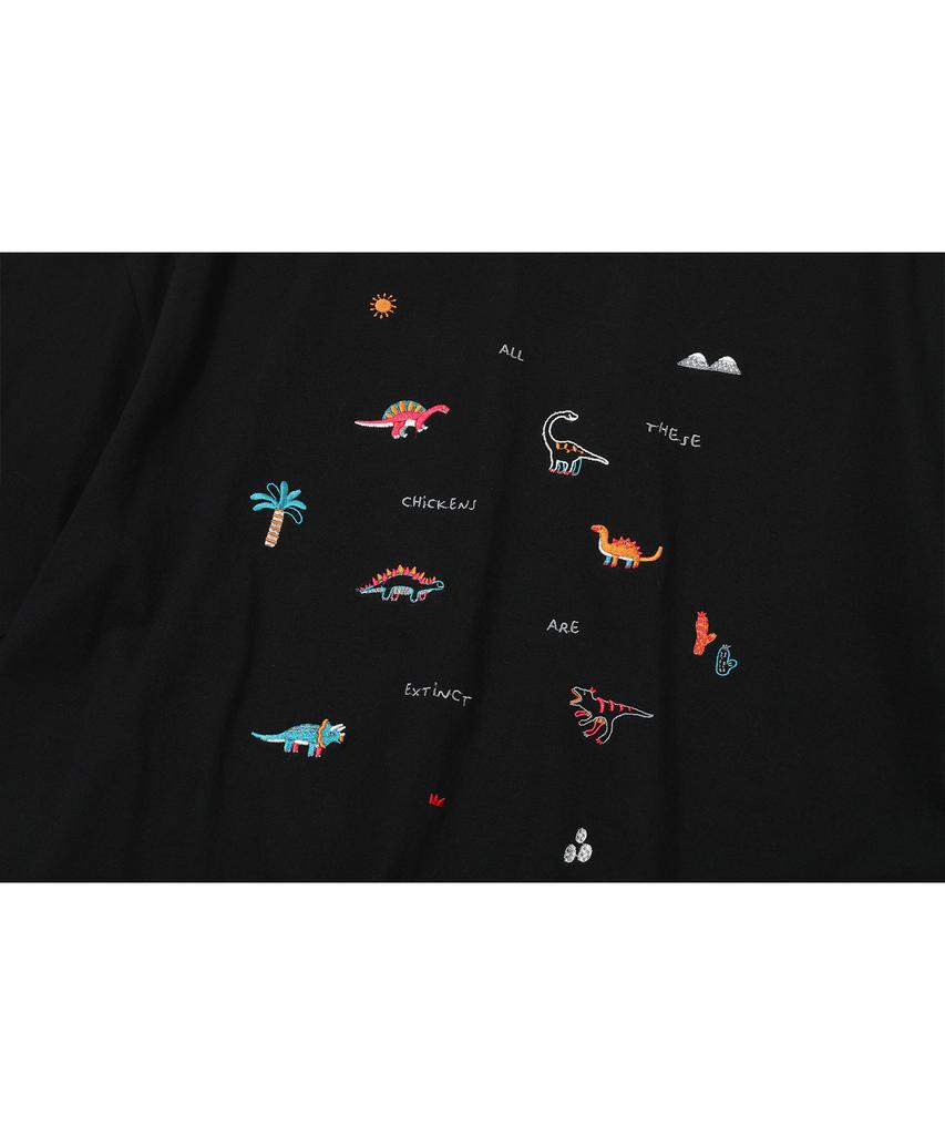 CPGN STUDIO Футболка с вышивкой Dino Stitch, короткий рукав, черная