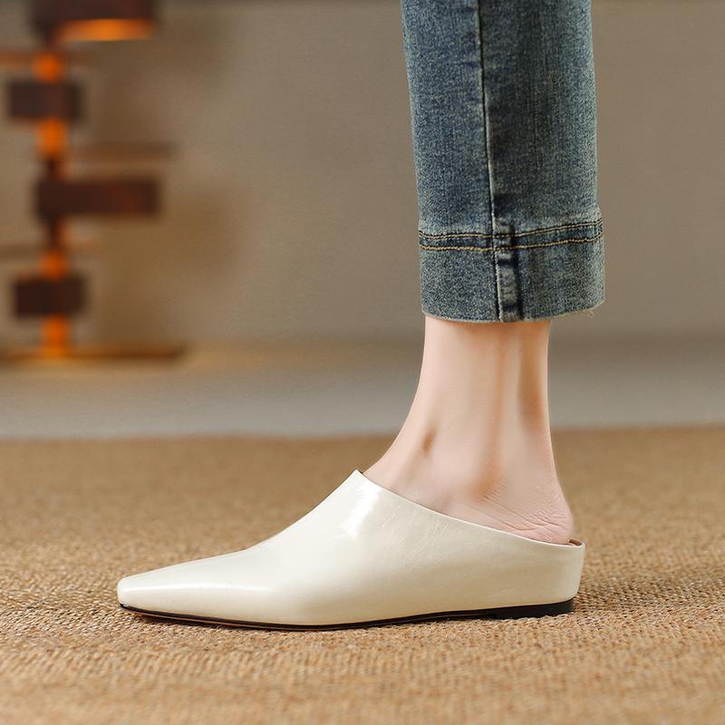 Мода 2025 Лето Женская обувь Натуральная кожа Квадратный носок Женские сандалии Однотонные Современные сандалии для женщин Массивный каблук Женские мюли