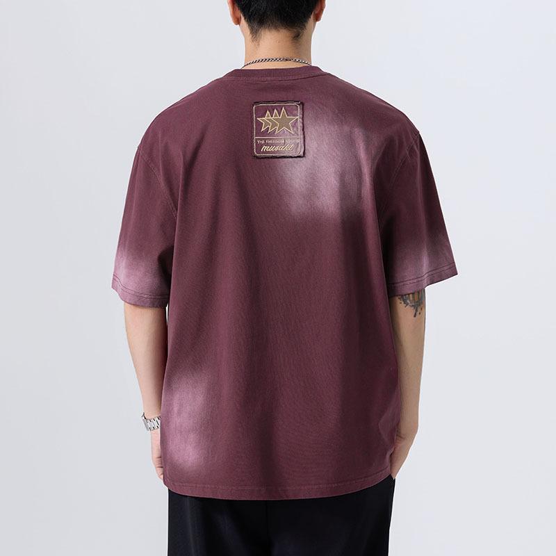 New Summer Heavyweight Wash Short-sleeved Men's Large-size Clothes Retro T-shirt Short Shirt