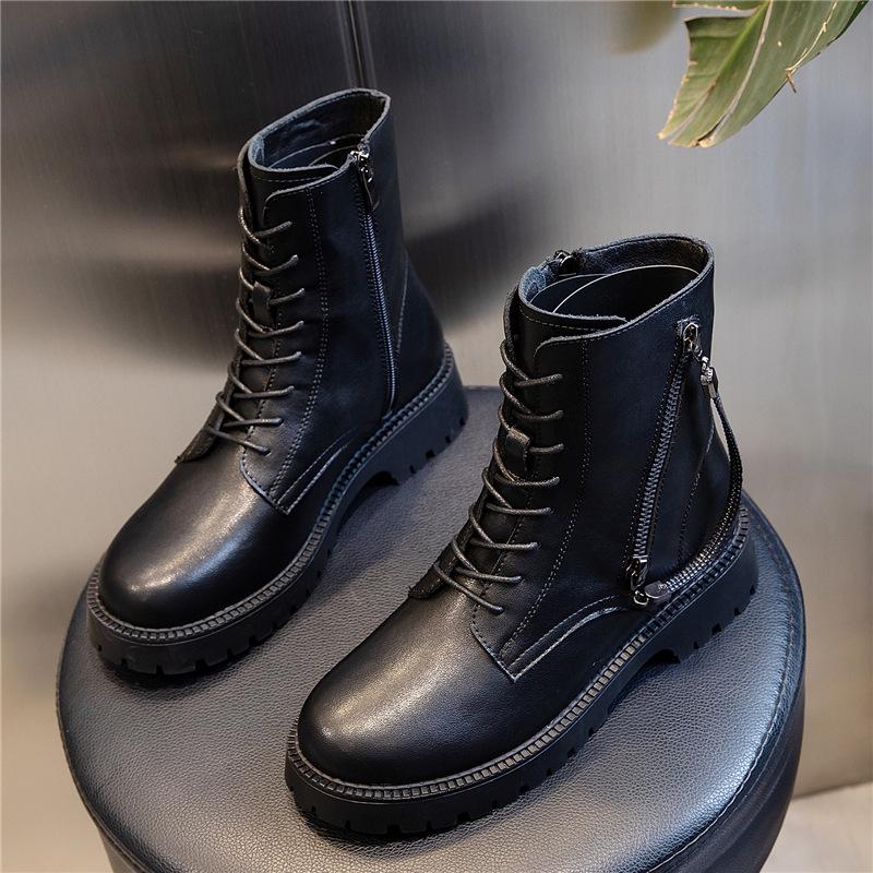 Кожаные ботинки Мартин женские осень и зима 2025 новые британский стиль полусапожки детские на толстой подошве на толстом каблуке повседневные женские ботинки тренд