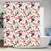 Floral Shower Curtain Pink Blossoms Greenery Bath Decor Waterproof Fabric 180X275Cm Home Accessories