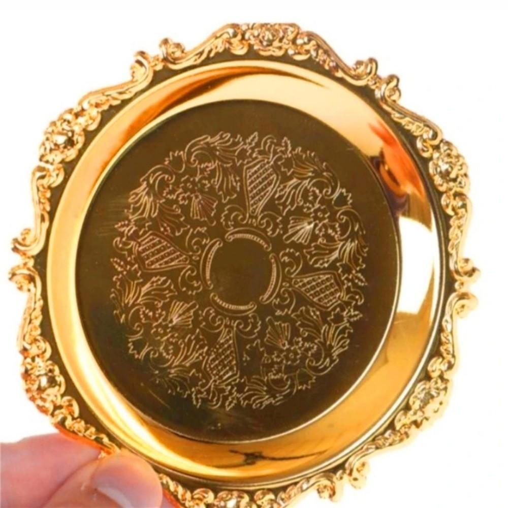 Golden Silver Cake Tray Round Dinner Serving Tray Retro Jewelry Storage Tray  Party Decorative