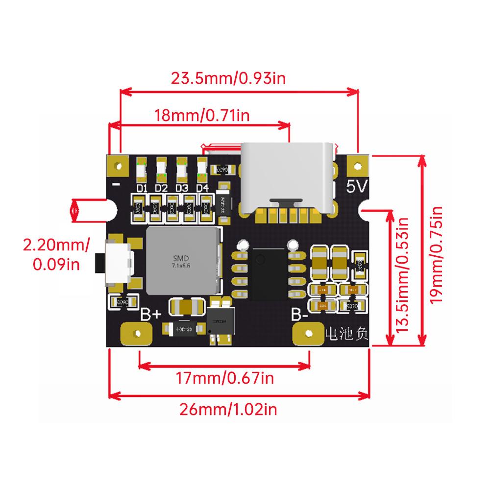 High Stability 5V3A Lithium Battery Charging Module TYPE-C Pass Through Charging Auto Detection LED Indicator Power