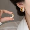 Серьги-кольца из металла для тяжелой промышленности, С-образные, Простые и стильные, Трехслойные полукруглые серьги-гвоздики, Преувеличенные серьги-гвоздики