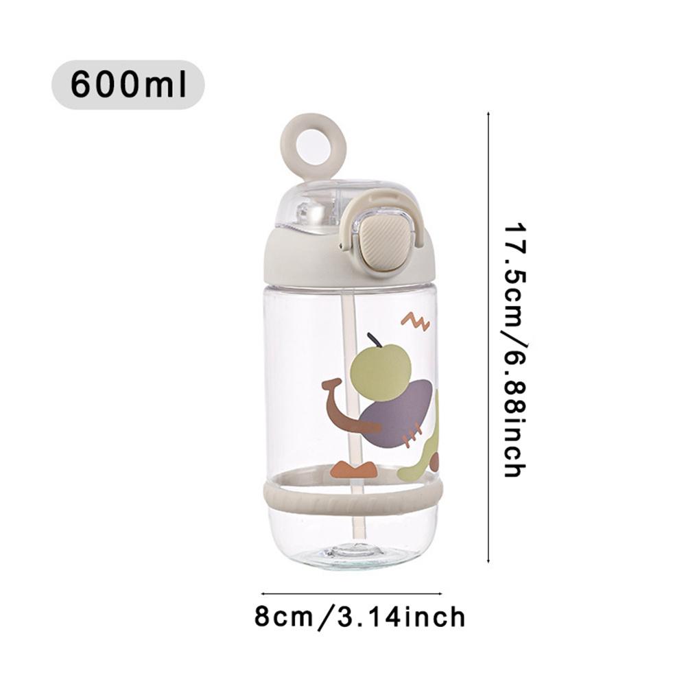 600ML Cute Water Bottle with Straw Portable Plastic Cups Juice Milk Drinking Bottle For Girl Kid Outdoor Drinking Kettle