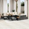 VidaXL 13-Piece Garden Sofa Set with Cushions Black Poly Rattan Acacia 3364920