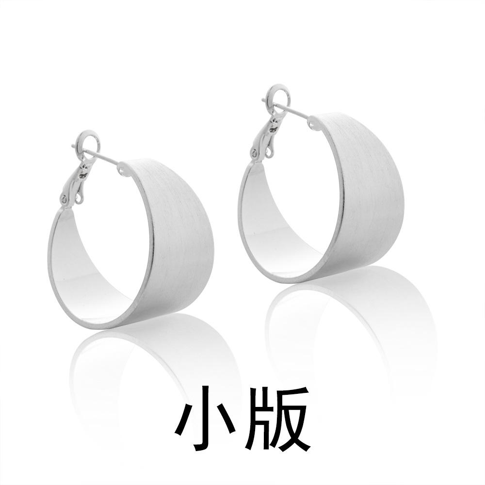 Wide Brushed Geometric Hoop Earrings - Fashion Simple High-End Cool Tone Statement Earrings for Women