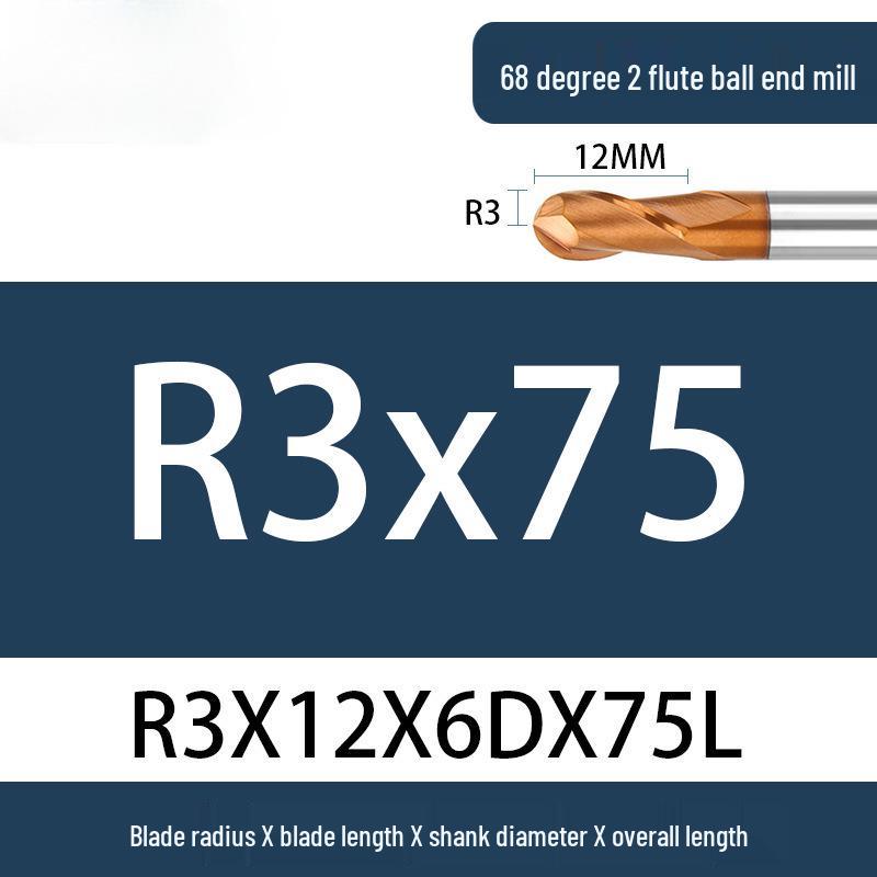 Tungsten Steel Ball Nose End Mill, 68° & 65° CNC Alloy, Extended Reach Cutter