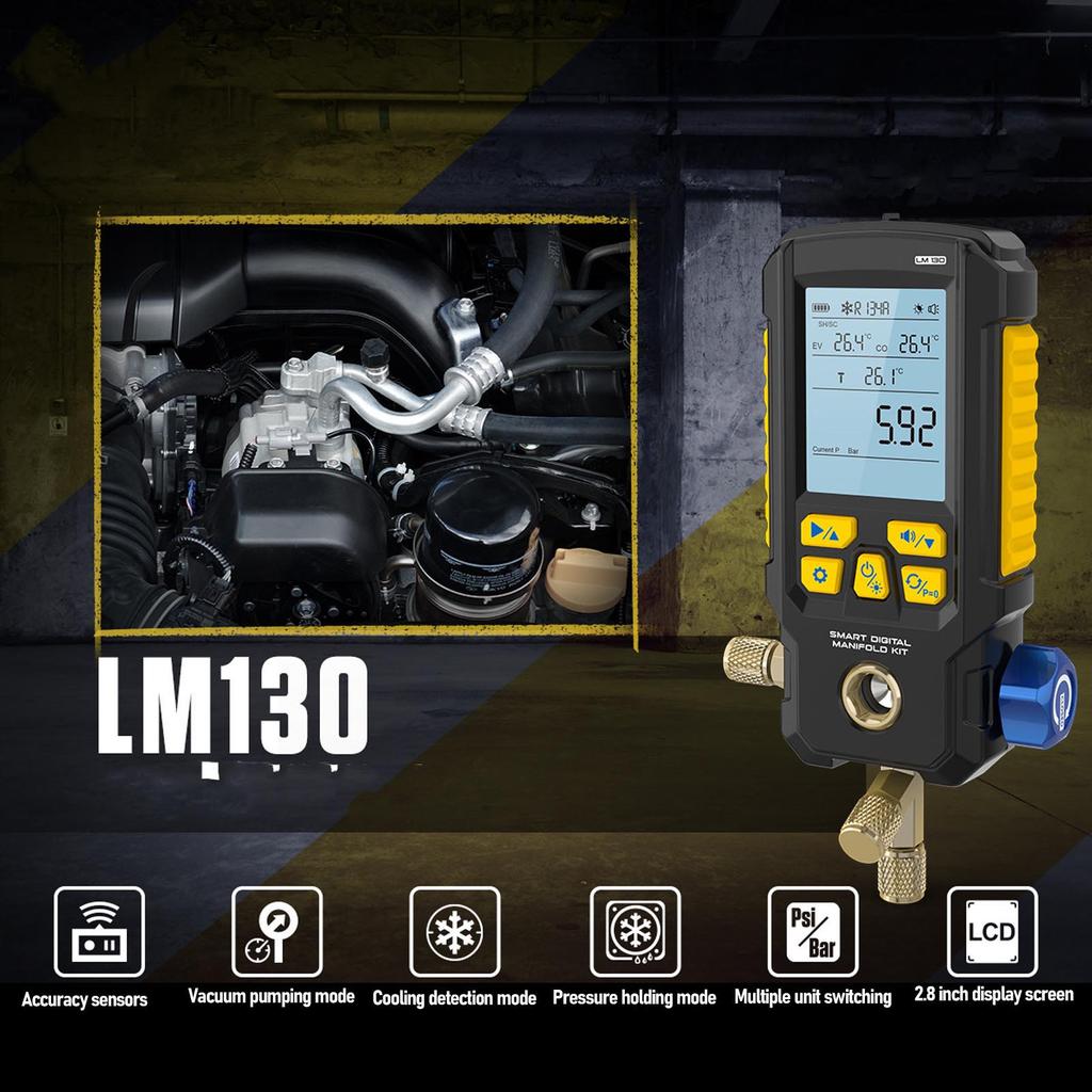 Цифровой вакуумметр HVAC 0-870psi Дисплей 2,8 дюйма Автоматическое отключение Вакуумметр переменного тока для ремонта и обслуживания