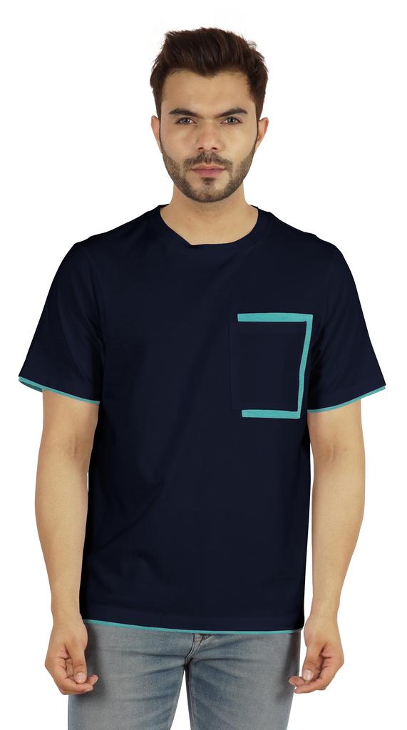 Inkmeso Мужские футболки с круглым вырезом, повседневные базовые рубашки с коротким рукавом и накладным карманом