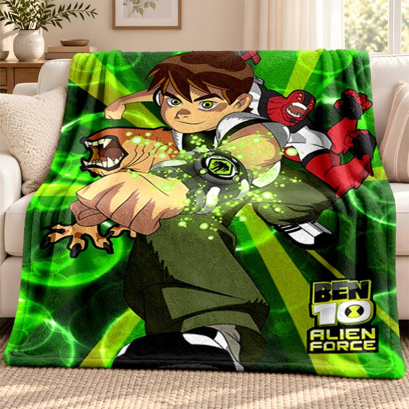Ben10 blanket Flannel Blanket Soft Cozy Plush Throw for Sofa Bed Lightweight Home Decoration Outdoor camping
